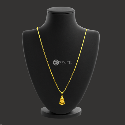 Lord Ganesha Gold Plated Pendant Chain for Men & Women (24 Inch) - Zevrik