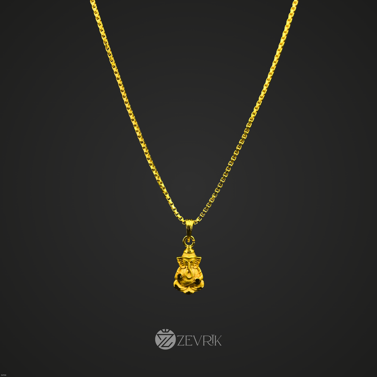 Lord Ganesha Gold Plated Pendant Chain for Men & Women (24 Inch) - Zevrik