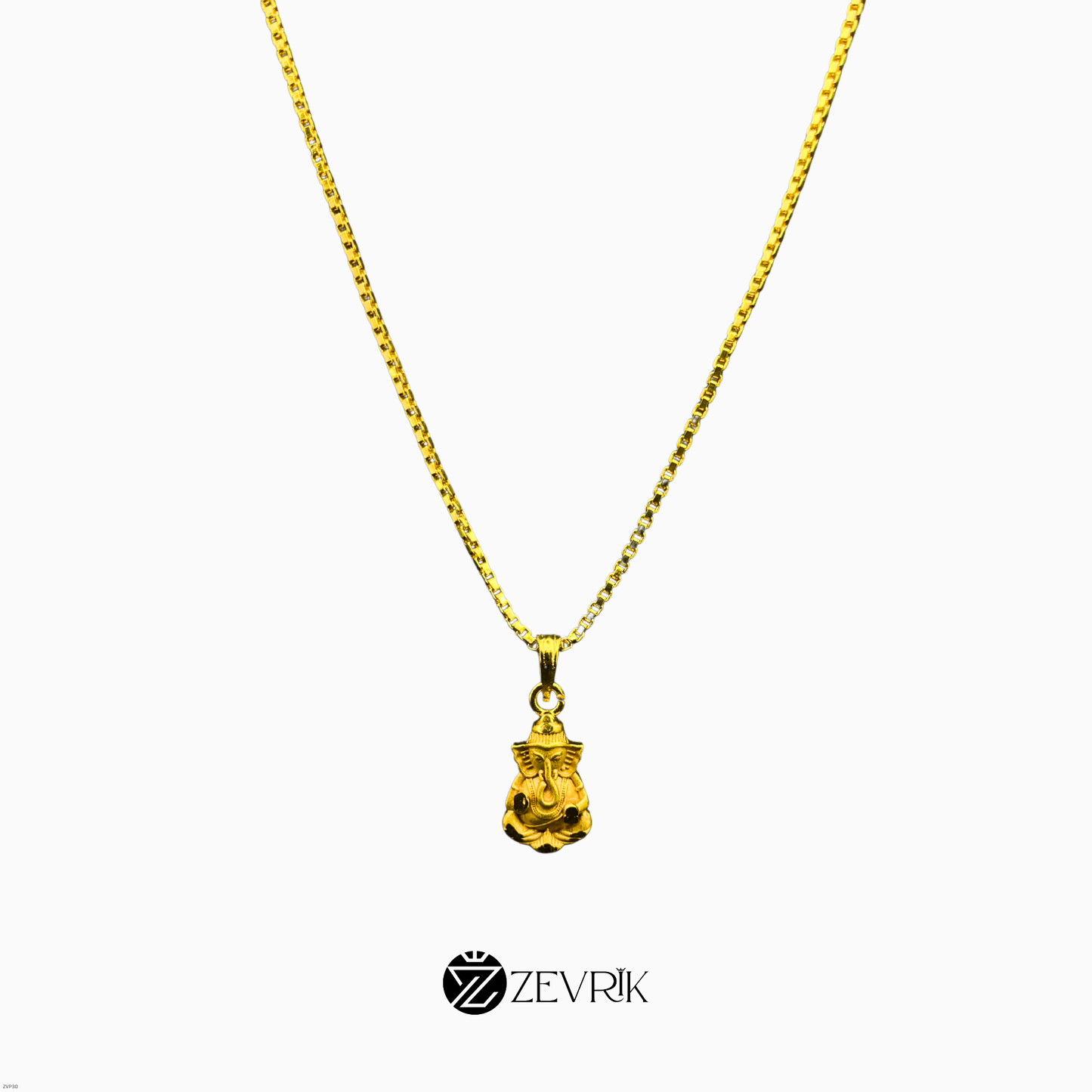 Lord Ganesha Gold Plated Pendant Chain for Men & Women (24 Inch) - Zevrik