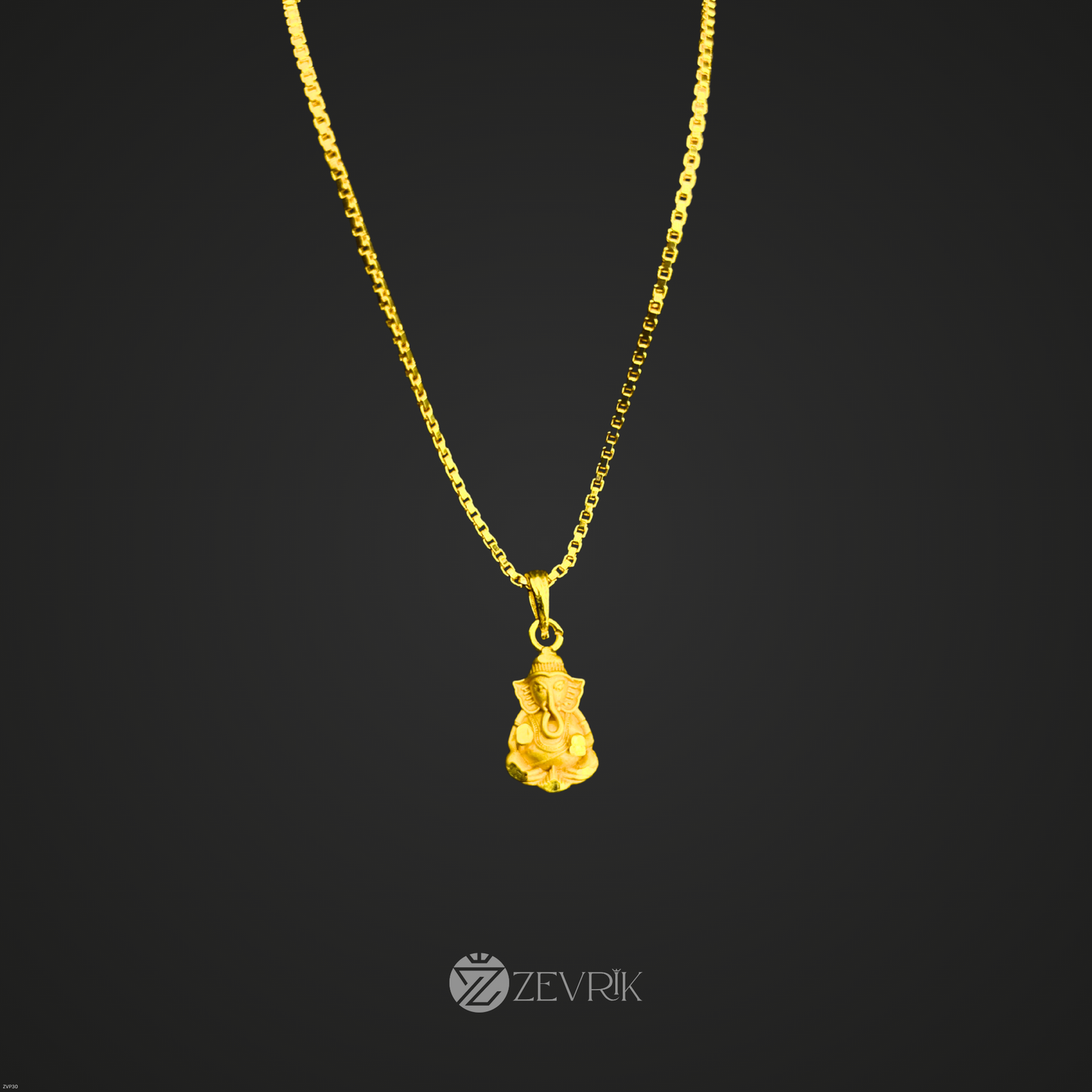 Lord Ganesha Gold Plated Pendant Chain for Men & Women (24 Inch) - Zevrik
