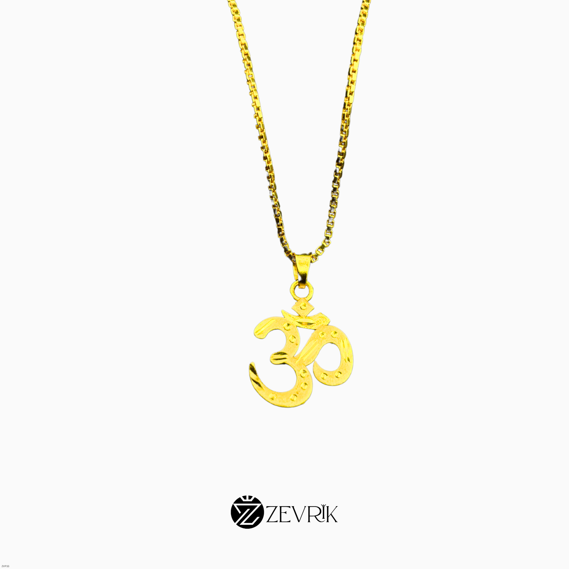 Om Gold Plated Pendant with 24 Inch Chain for Men & Women - Zevrik