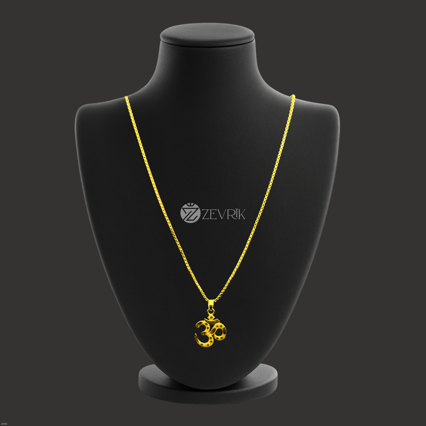 Om Gold Plated Pendant with 24 Inch Chain for Men & Women - Zevrik