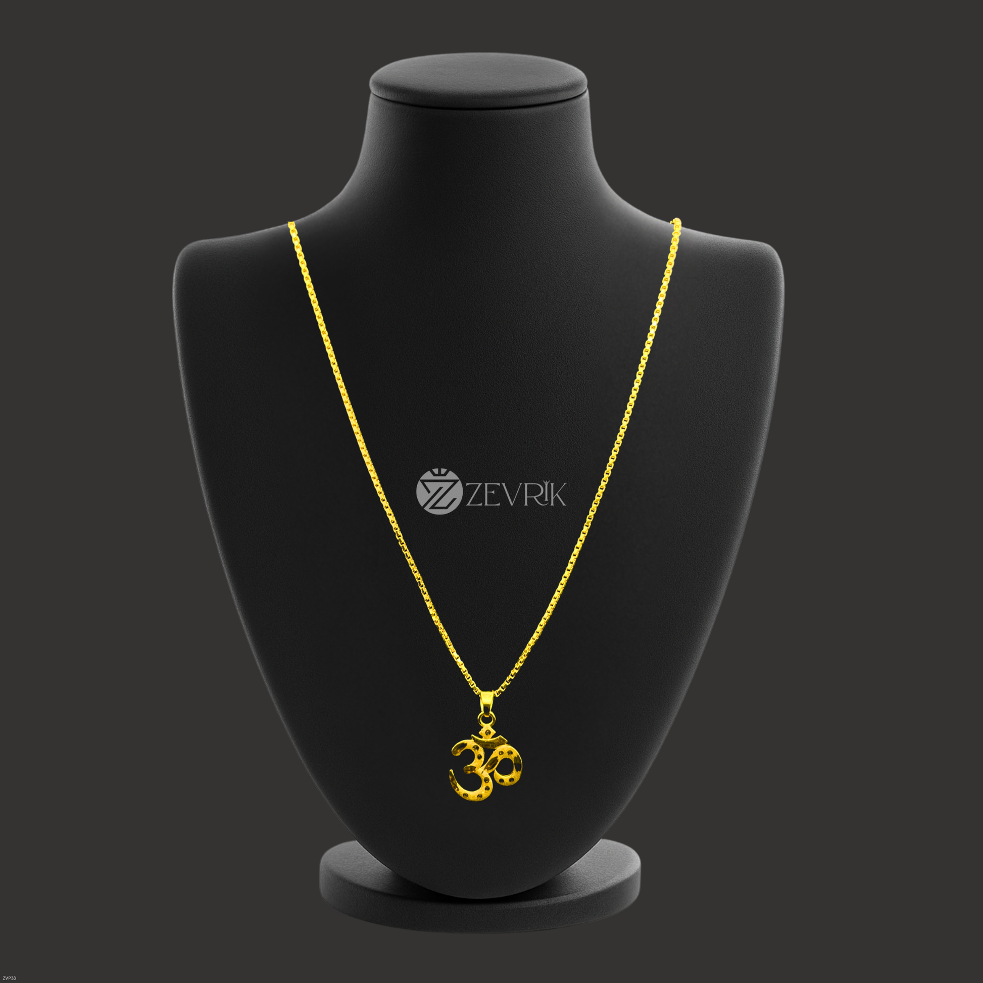 Om Gold Plated Pendant with 24 Inch Chain for Men & Women - Zevrik