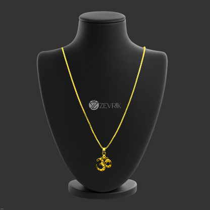 Om Gold Plated Pendant with 24 Inch Chain for Men & Women - Zevrik
