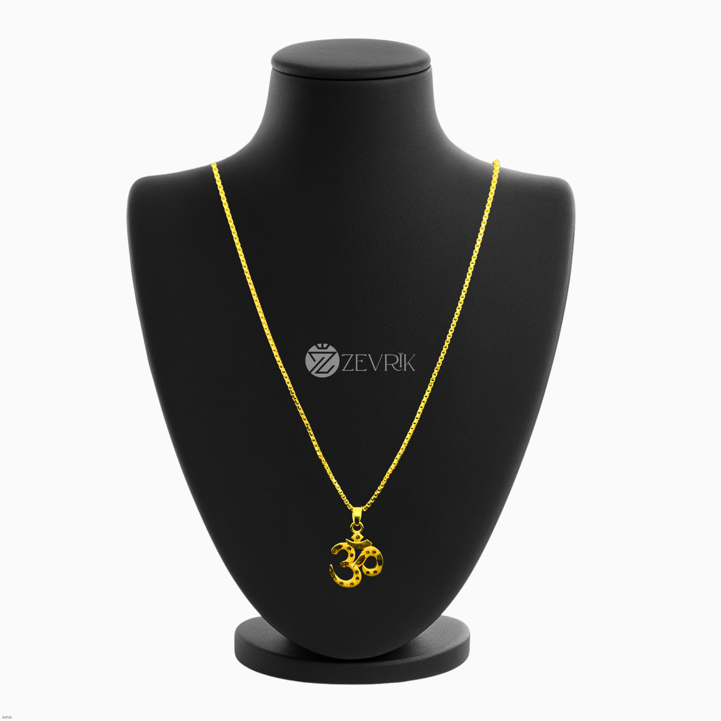 Om Gold Plated Pendant with 24 Inch Chain for Men & Women - Zevrik