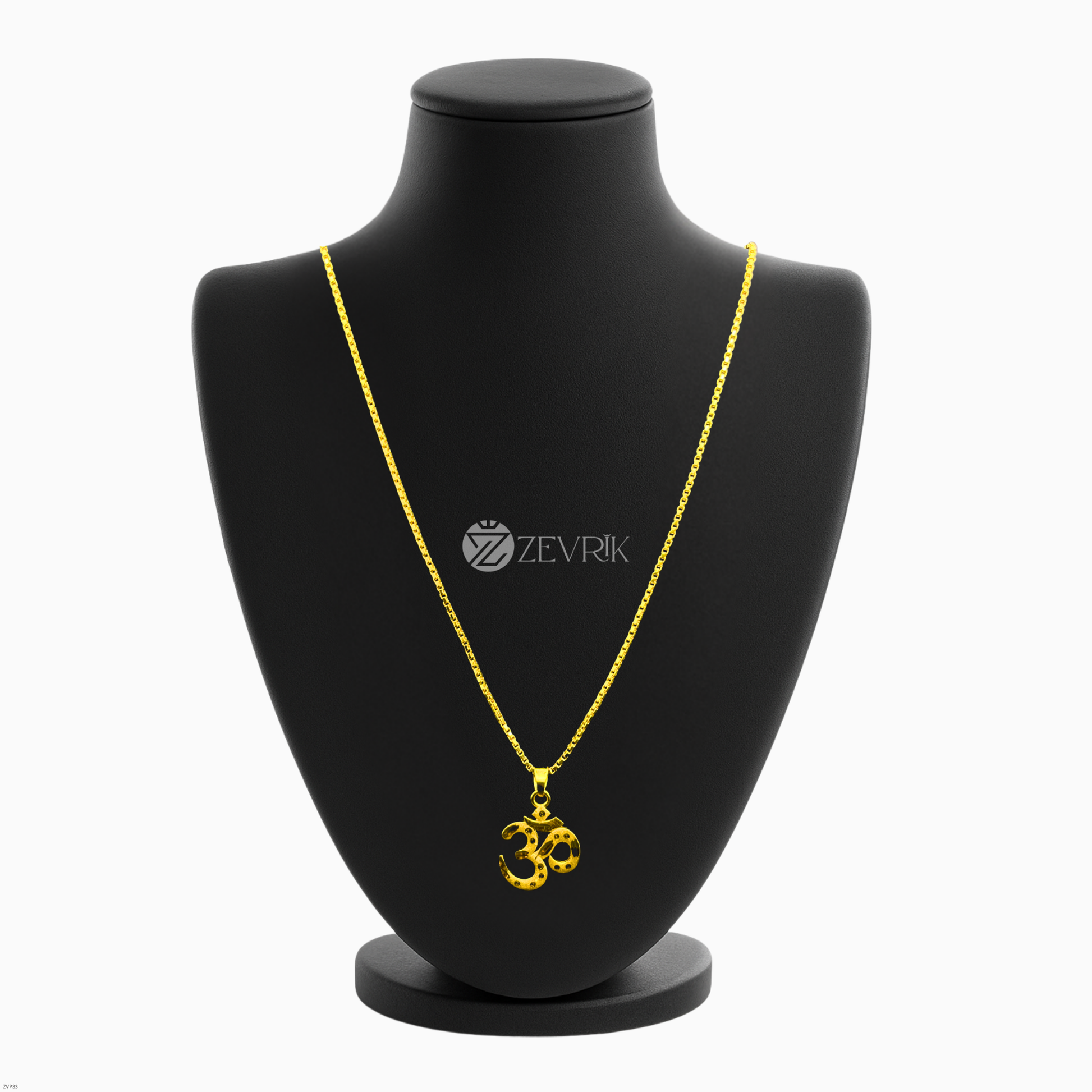 Om Gold Plated Pendant with 24 Inch Chain for Men & Women - Zevrik
