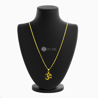 Om Gold Plated Pendant with 24 Inch Chain for Men & Women - Zevrik