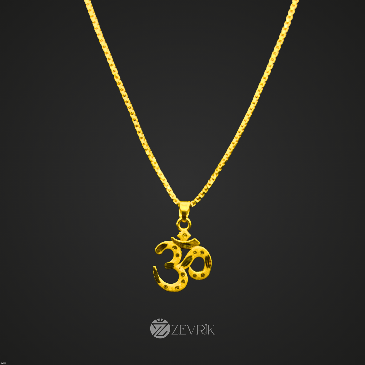 Om Gold Plated Pendant with 24 Inch Chain for Men & Women - Zevrik