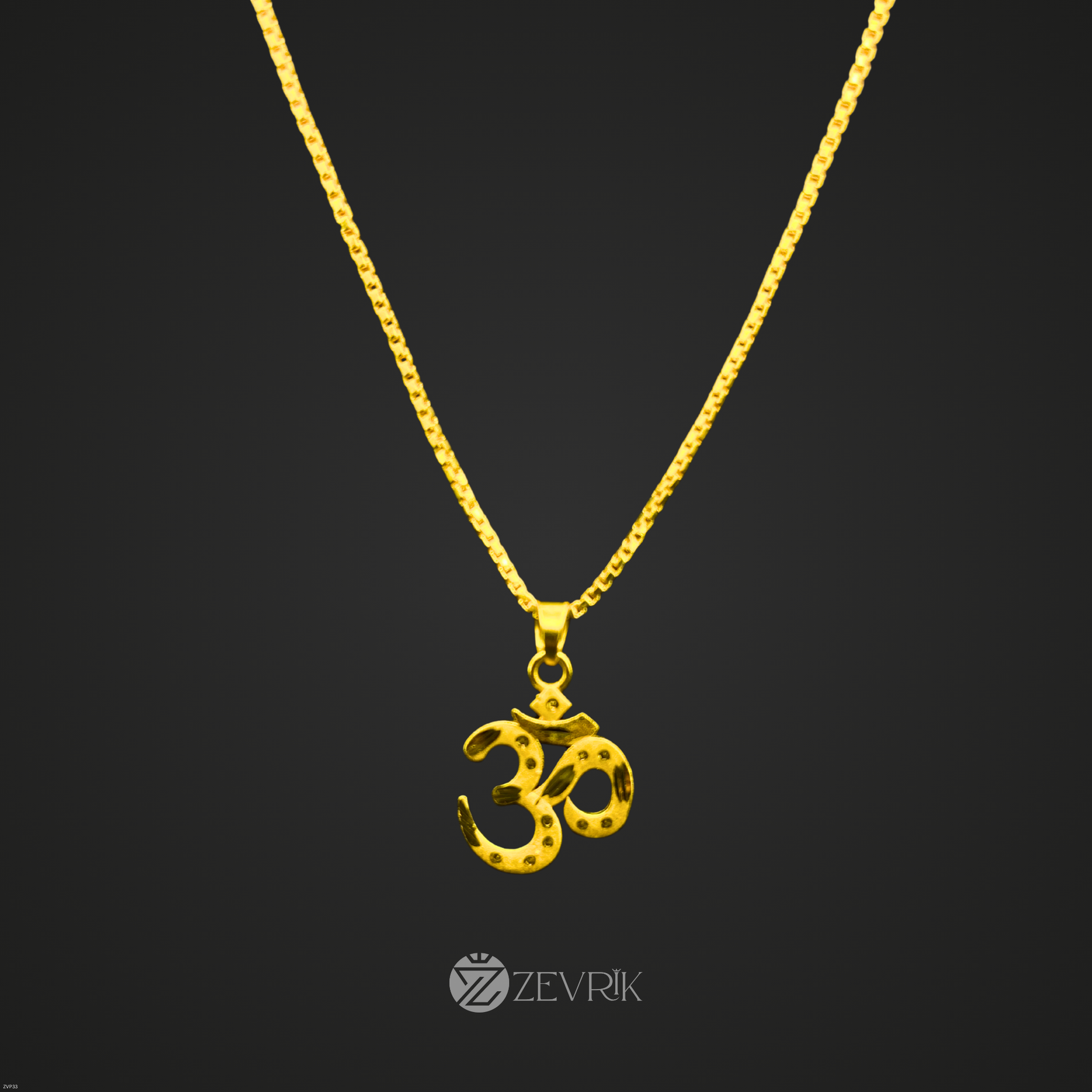Om Gold Plated Pendant with 24 Inch Chain for Men & Women - Zevrik