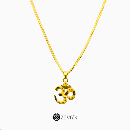 Om Gold Plated Pendant with 24 Inch Chain for Men & Women - Zevrik