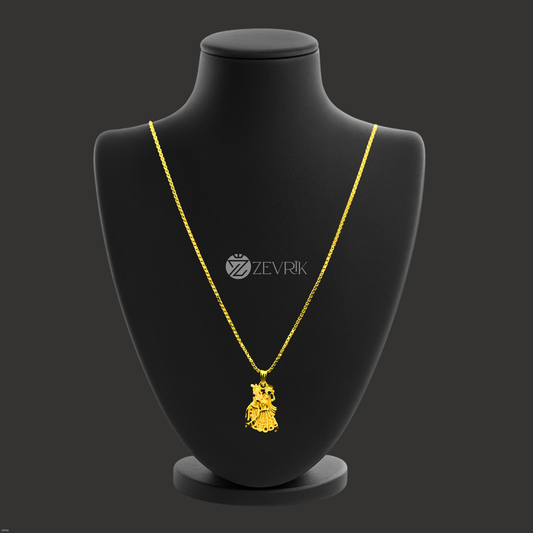 Radha Krishna Gold Plated Pendant with 24 Inch Chain – Symbol of Eternal Love - Zevrik