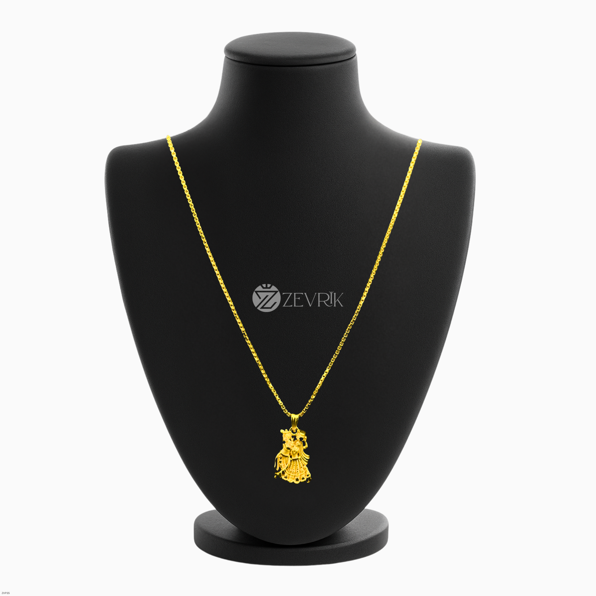 Radha Krishna Gold Plated Pendant with 24 Inch Chain – Symbol of Eternal Love - Zevrik