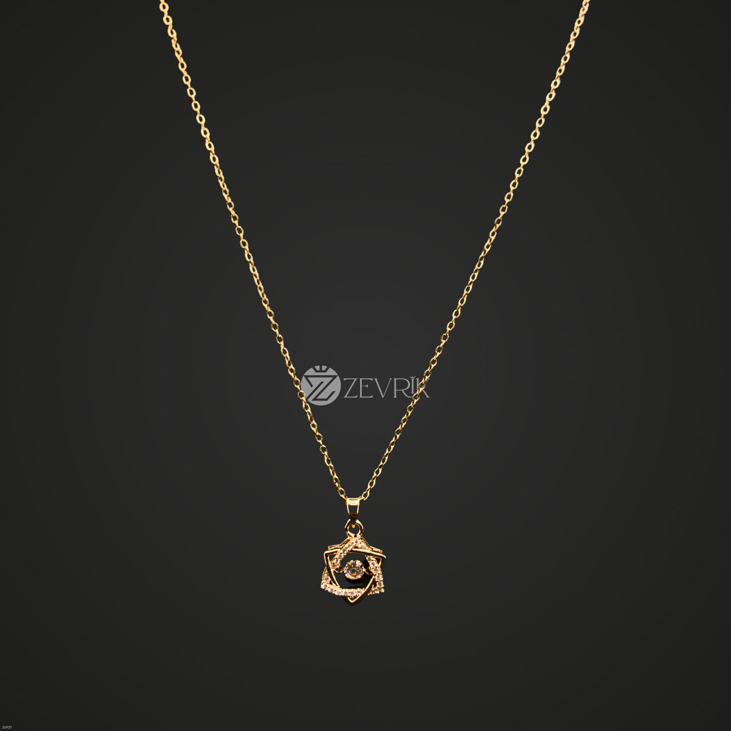 Radiant Rose Eye Gold Plated Imitation Pendant Necklace for Women (22 Inch) - Zevrik