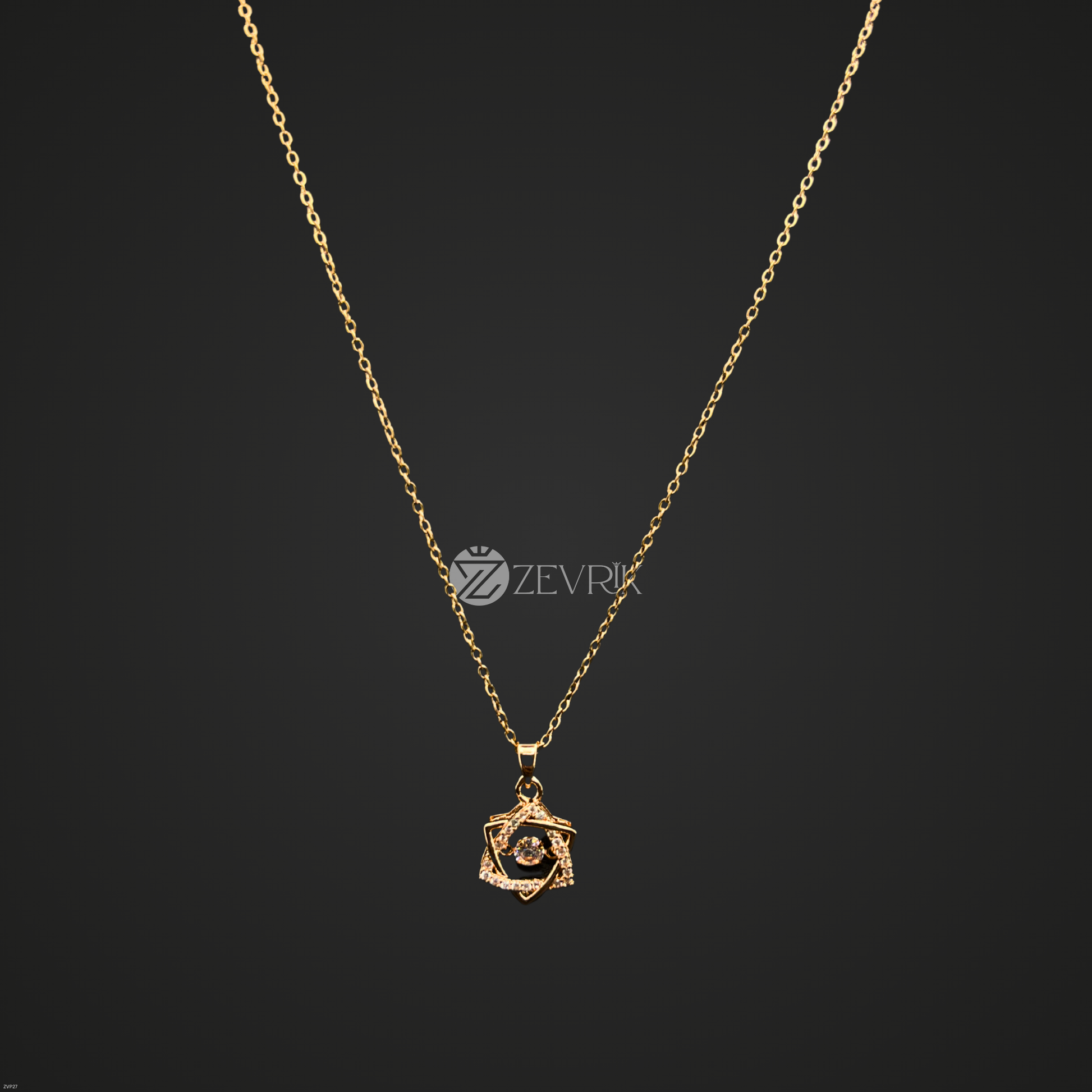 Radiant Rose Eye Gold Plated Imitation Pendant Necklace for Women (22 Inch) - Zevrik