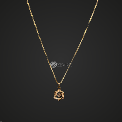 Radiant Rose Eye Gold Plated Imitation Pendant Necklace for Women (22 Inch) - Zevrik