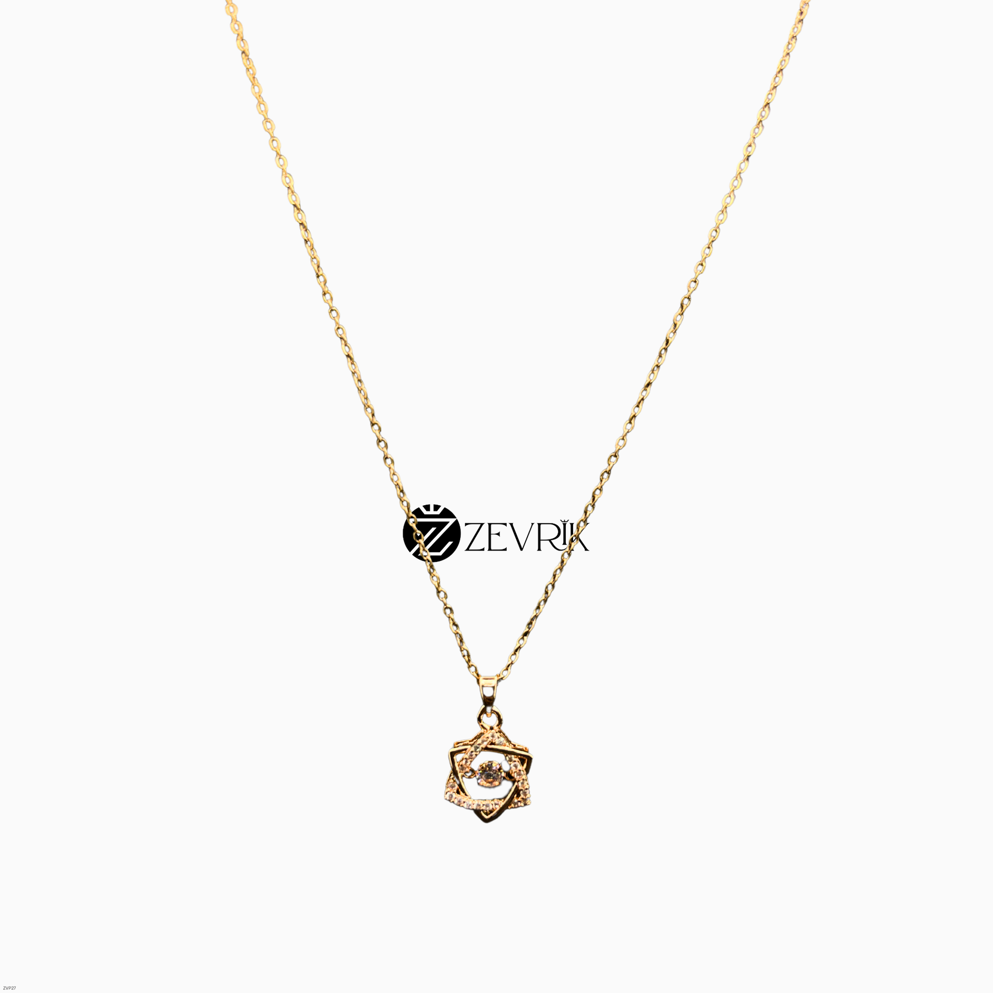 Radiant Rose Eye Gold Plated Imitation Pendant Necklace for Women (22 Inch) - Zevrik