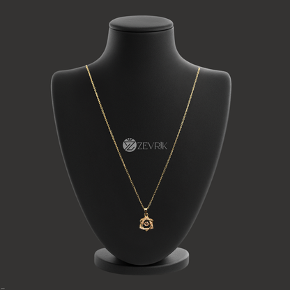 Radiant Rose Eye Gold Plated Imitation Pendant Necklace for Women (22 Inch) - Zevrik