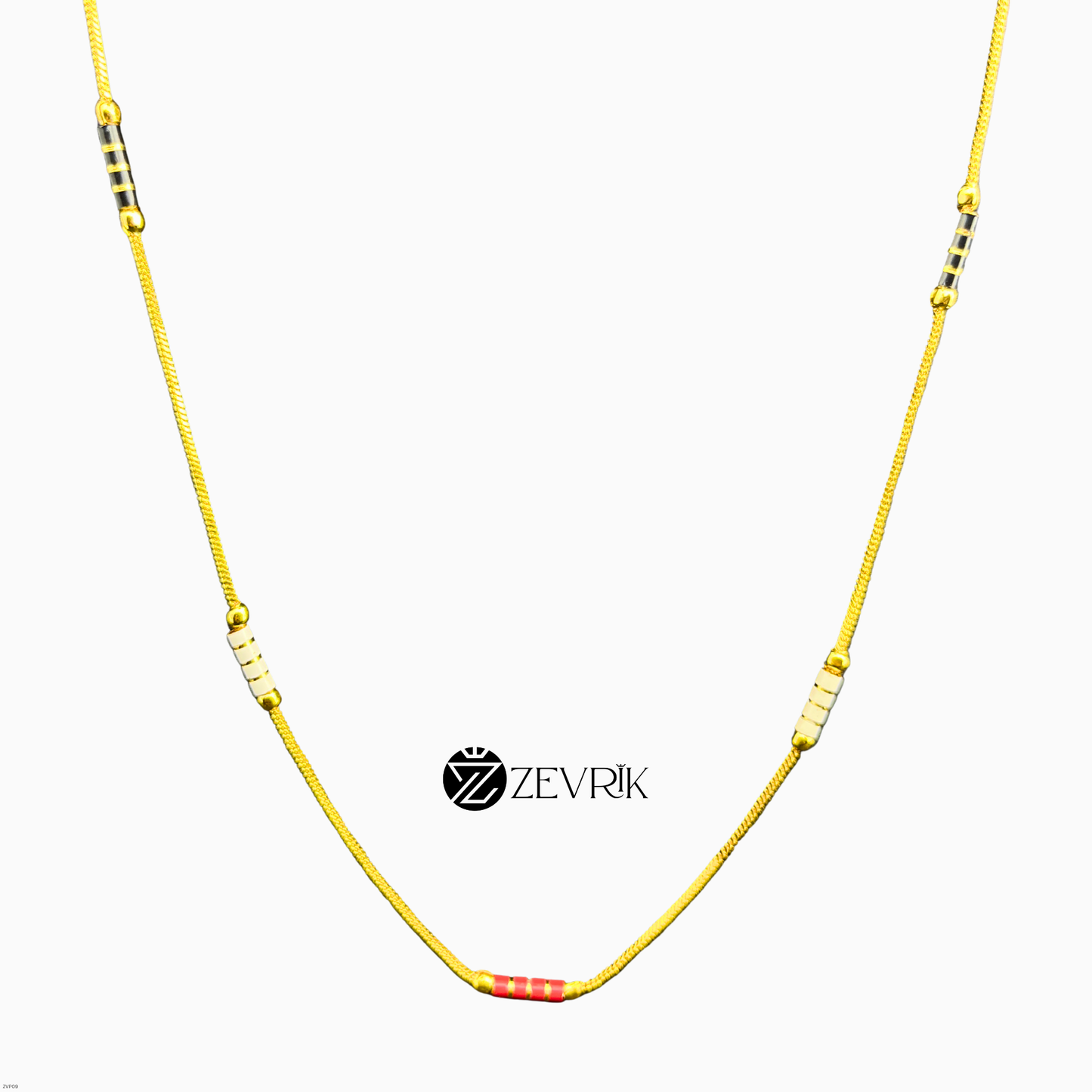 Red & Black Bead Gold Plated Imitation Mangalsutra Chain for Women (24 Inch) - Zevrik