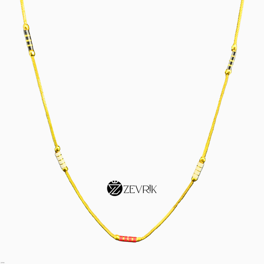 Red & Black Bead Gold Plated Imitation Mangalsutra Chain for Women (24 Inch) - Zevrik