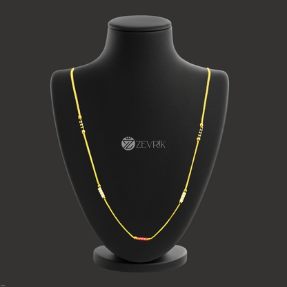 Red & Black Bead Gold Plated Imitation Mangalsutra Chain for Women (24 Inch) - Zevrik