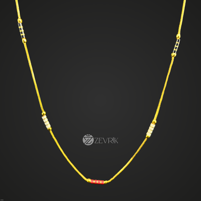 Red & Black Bead Gold Plated Imitation Mangalsutra Chain for Women (24 Inch) - Zevrik