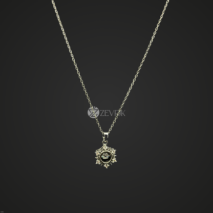 Silver Plated Sunburst Pendant Chain Necklace for Women - Zevrik
