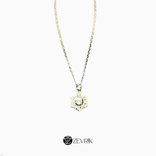 Silver Plated Sunburst Pendant Chain Necklace for Women - Zevrik
