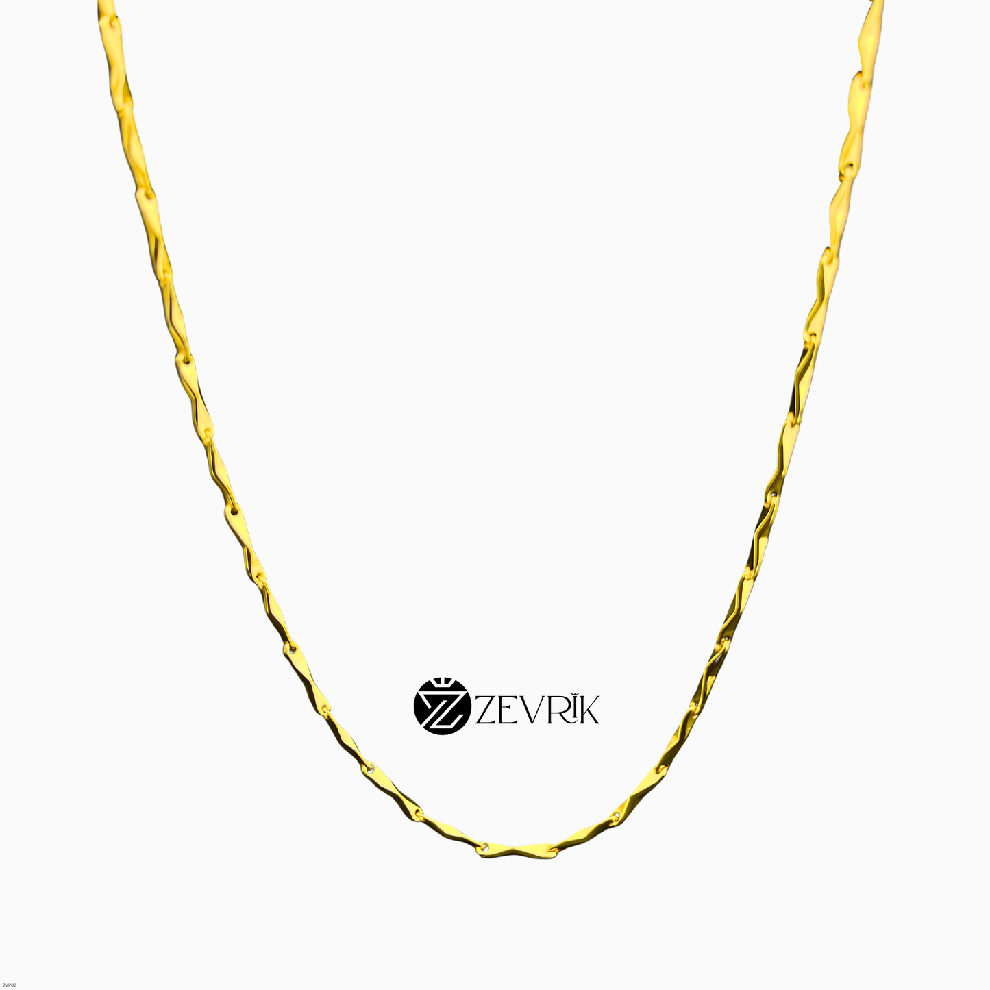 Textured Gold Plated Imitation Chain for Women (24 Inch) - Zevrik