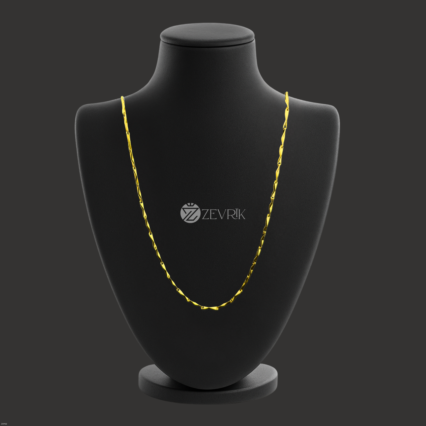 Textured Gold Plated Imitation Chain for Women (24 Inch) - Zevrik