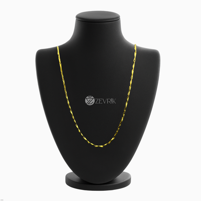 Textured Gold Plated Imitation Chain for Women (24 Inch) - Zevrik