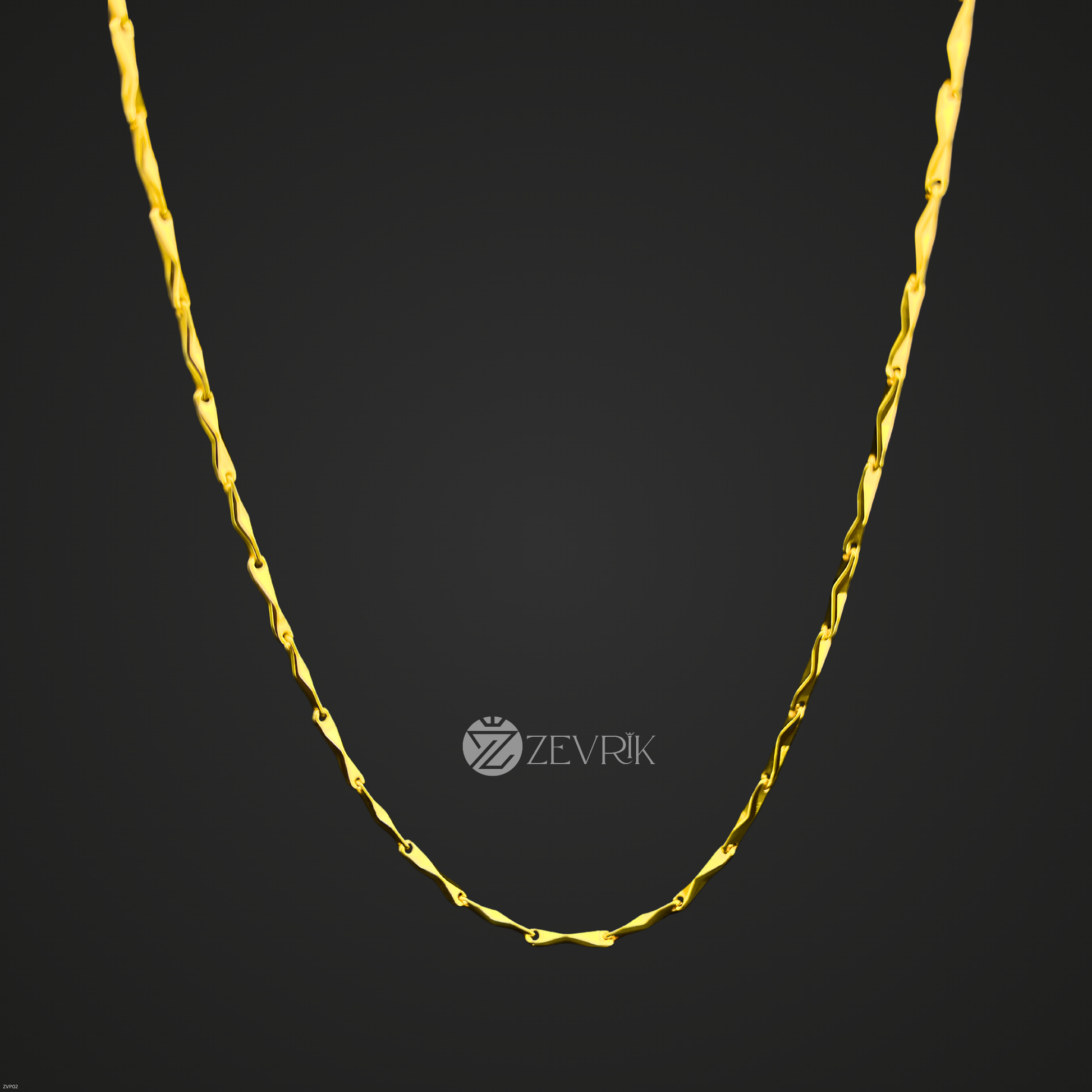 Textured Gold Plated Imitation Chain for Women (24 Inch) - Zevrik
