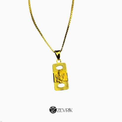 Unisex Gold Plated Dotted Ganesh Ji Pendant Chain for Men & Women (24 Inch) - Zevrik