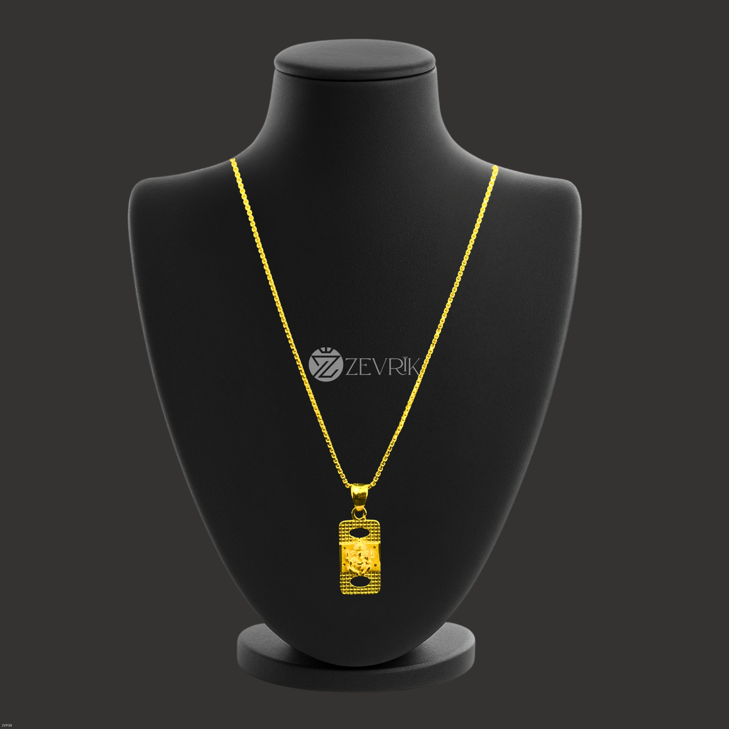 Unisex Gold Plated Dotted Ganesh Ji Pendant Chain for Men & Women (24 Inch) - Zevrik