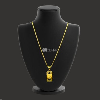 Unisex Gold Plated Dotted Ganesh Ji Pendant Chain for Men & Women (24 Inch) - Zevrik