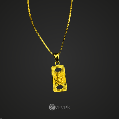 Unisex Gold Plated Dotted Ganesh Ji Pendant Chain for Men & Women (24 Inch) - Zevrik