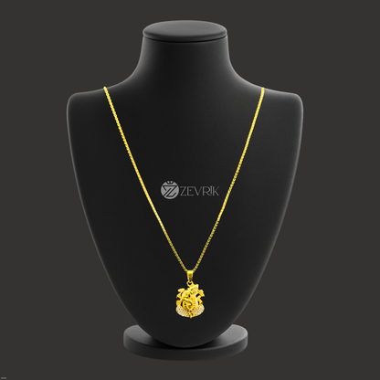 Unisex Gold Plated Ganesh Ji Pendant Chain with Stone Work (24 Inch) - Zevrik