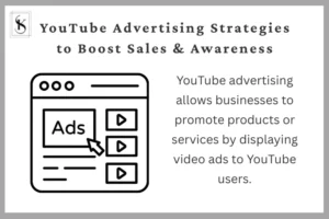 A digital illustration of a YouTube advertising interface with a cursor clicking on an ad, representing how businesses use video ads to promote their products and services.